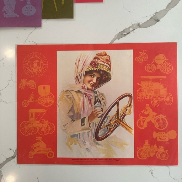 Coca Cola plastic vintage laminated placemats  x 4 (set) Reproduction - Picture 3 of 4
